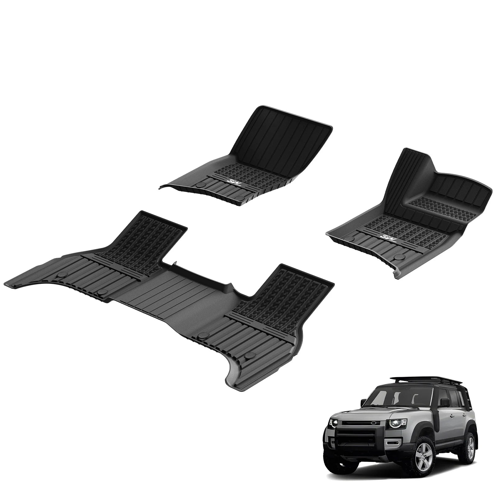 3W Car Mats for Land Rover Defender 110 5-Seater 2020-2025 RHD 3Wliners 1st&2nd Row Mats