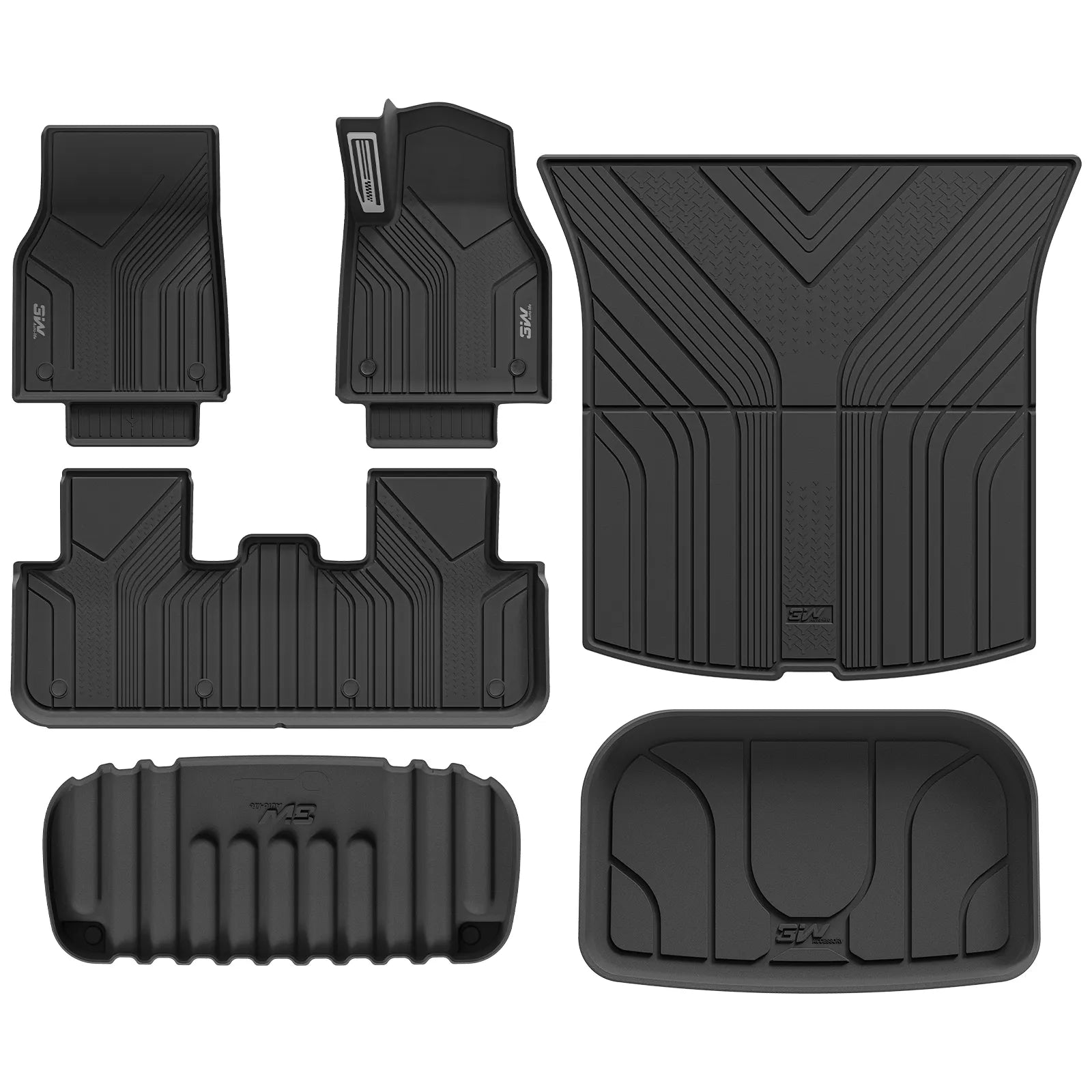 3W All Weather Car Floor Mats For Tesla Model Y Standard 2026 3Wliners UK 1st&2nd Row Mats (Metal Pedal)+Storage&Boot Liners