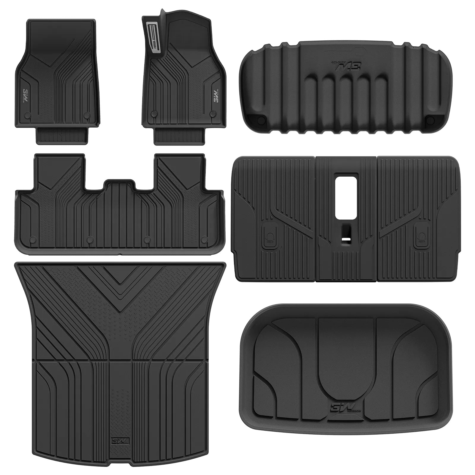 3W All Weather Car Floor Mats For Tesla Model Y Standard 2026 3Wliners UK 1st&2nd Row Mats+Storage&Boot Mats Set+Back Seat Cover