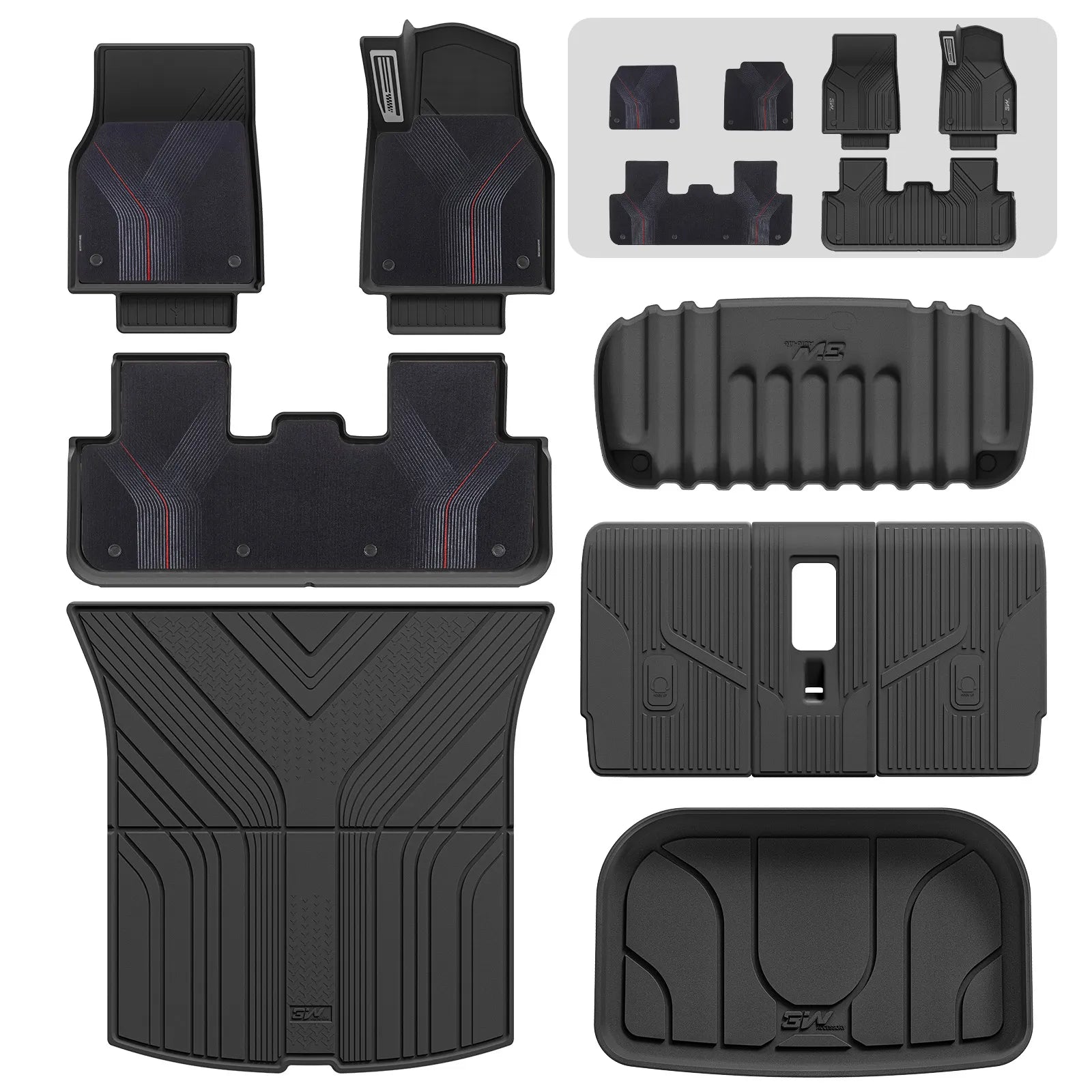 3W All Weather Car Floor Mats For Tesla Model Y Standard 2026 3Wliners UK 1st&2nd Row Mats(Metal Pedal)+Storage&Boot Liners+Back Seat Cover+StarTrail Carpets (Quick-Dry Texture)