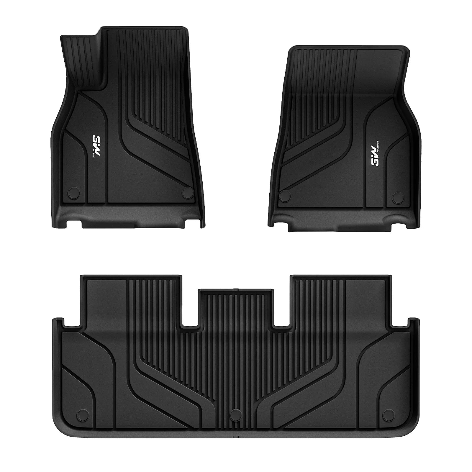 3W Custom All Weather Car Mats for Tesla Model S 2022-2024 LHD 3Wliners 1st&2nd Row Mats