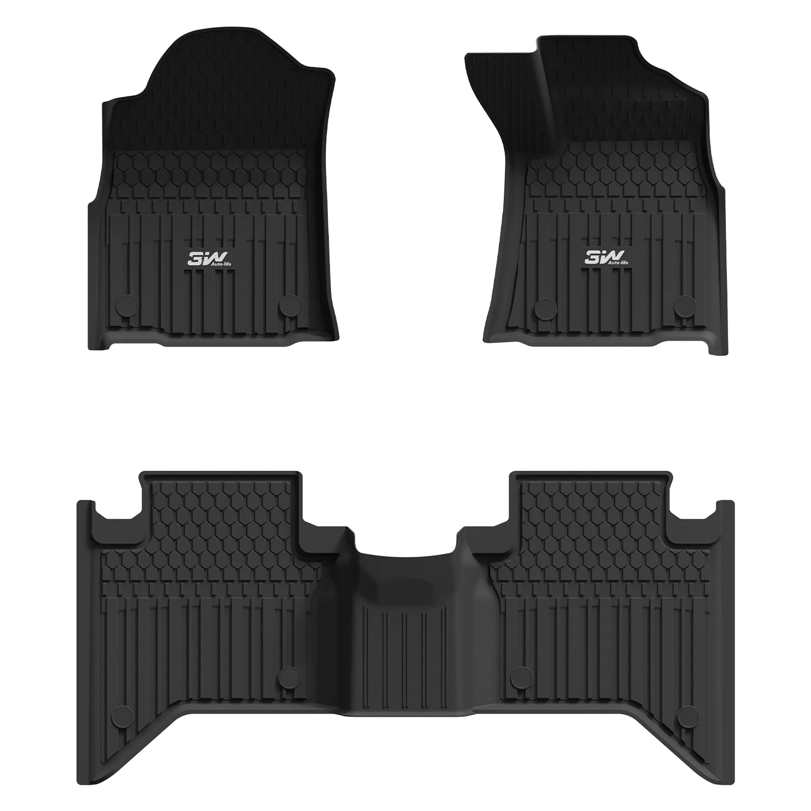 3W Custom All Weather Car Mats for Toyota Hilux (4 doors) 2020-2025 RHD (Not for Manual transmission and Hybrid) 3Wliners 1st&2nd Row Mats