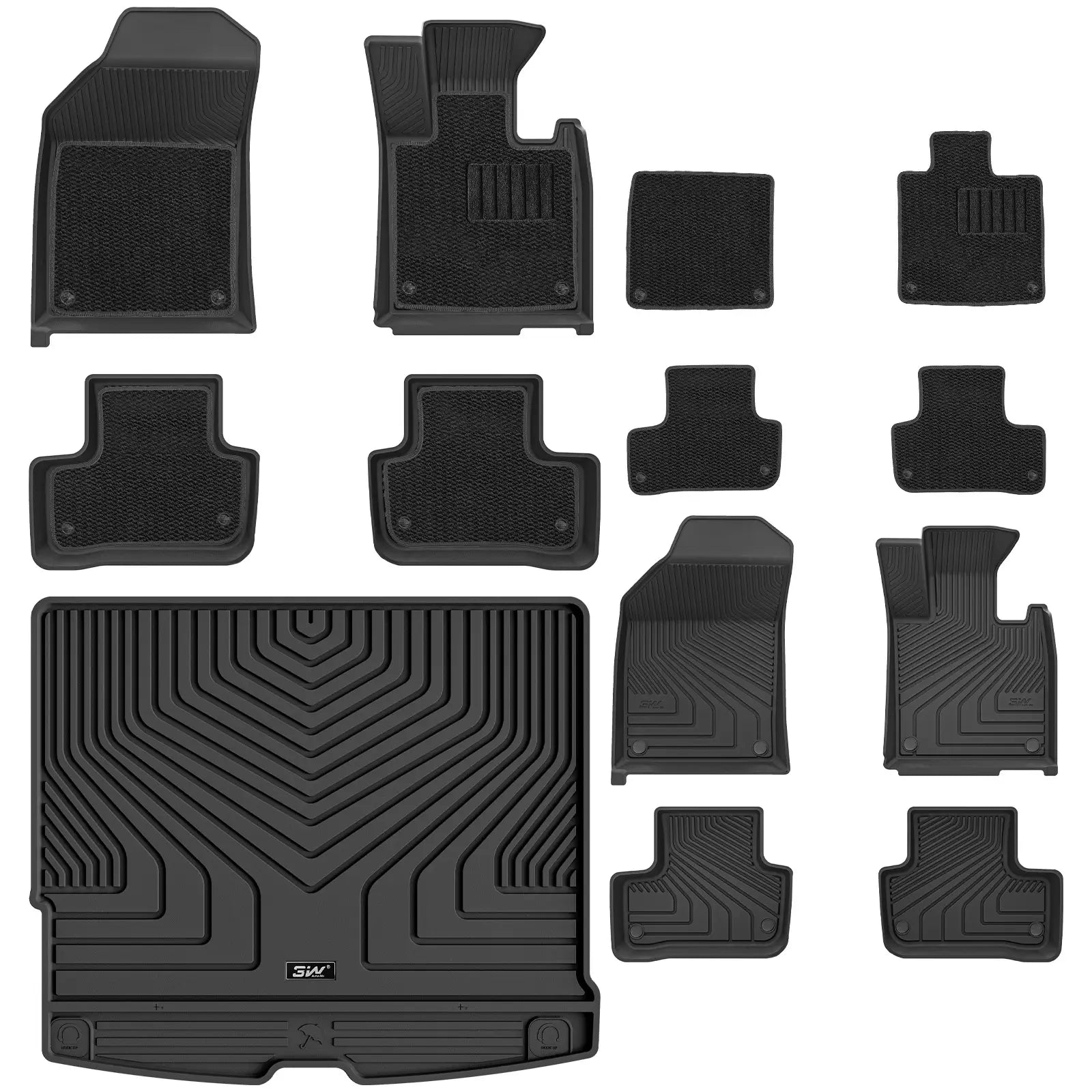 3W Custom All Weather Car Mats for Volvo XC60 2019-2026 RHD 3w Plug-in Hybrid 1st&2nd Row Mats+Carpets+Boot Liners
