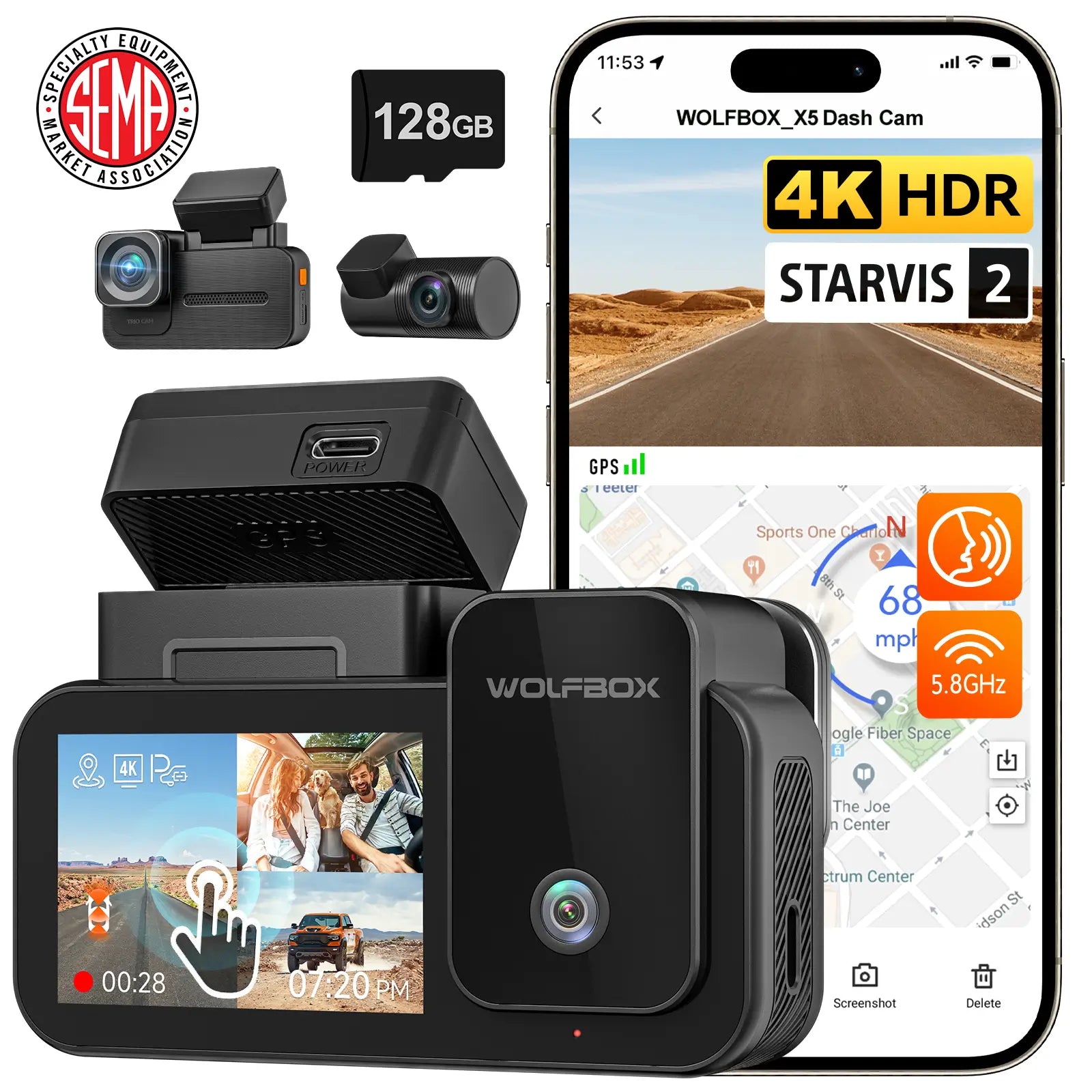 WOLFBOX X5 Touchscreen Mini Dash Camera 3Wliners UK