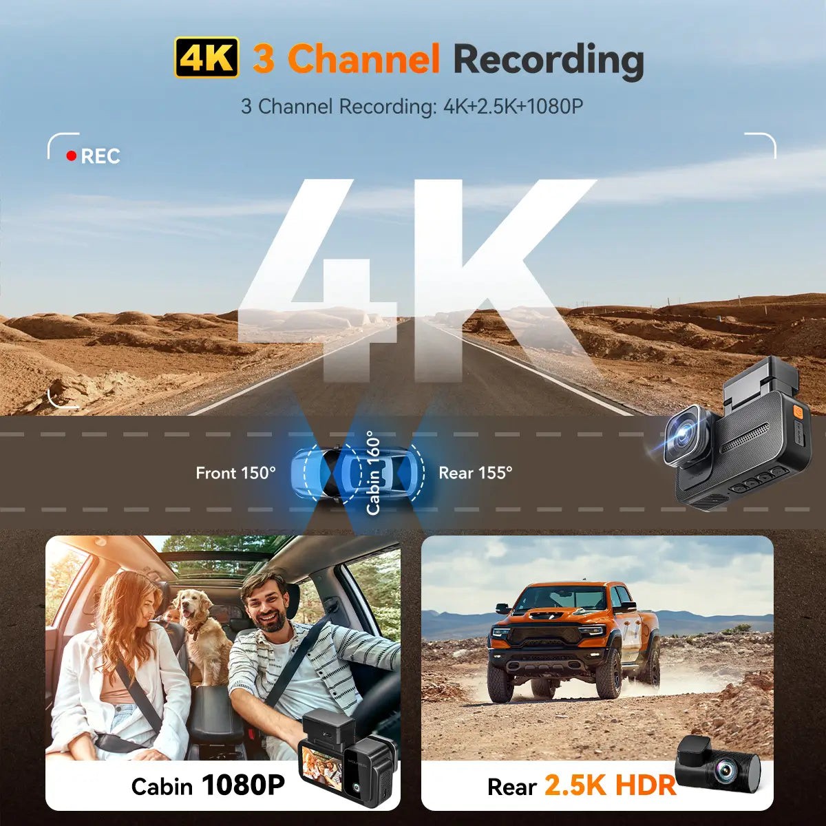 WOLFBOX X5 Touchscreen Mini Dash Camera 3Wliners UK